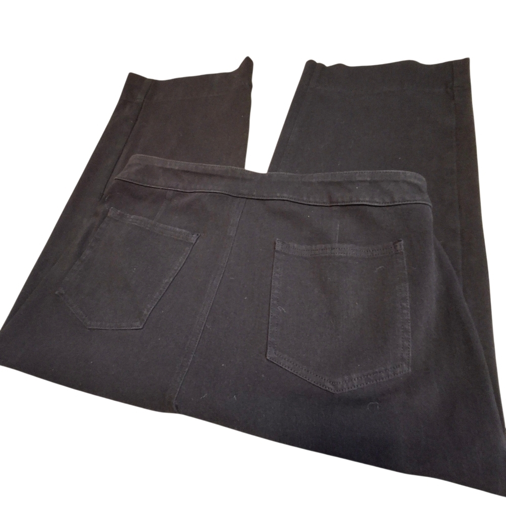 Chico's Pull-on Wide Leg Cropped Stretch Cotton Blend Black Pants Women Size 12P - Picture 9 of 16